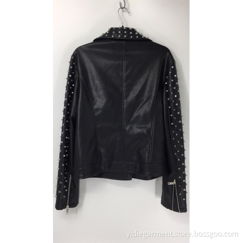 Ladies' Punk Studded Faux Leather Jacket